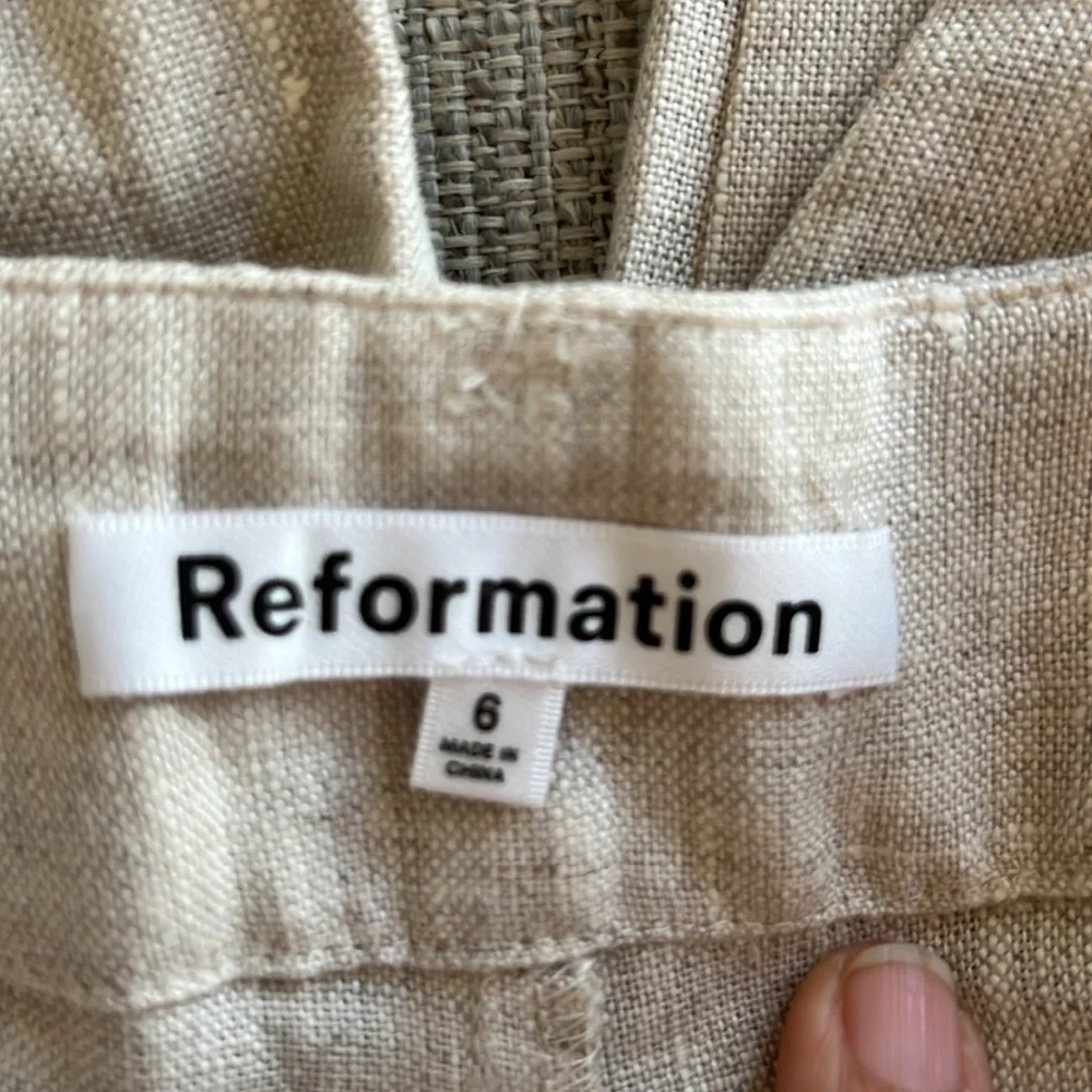 Reformation Asher linen pants wide leg chino oatmeal size 6 NWT